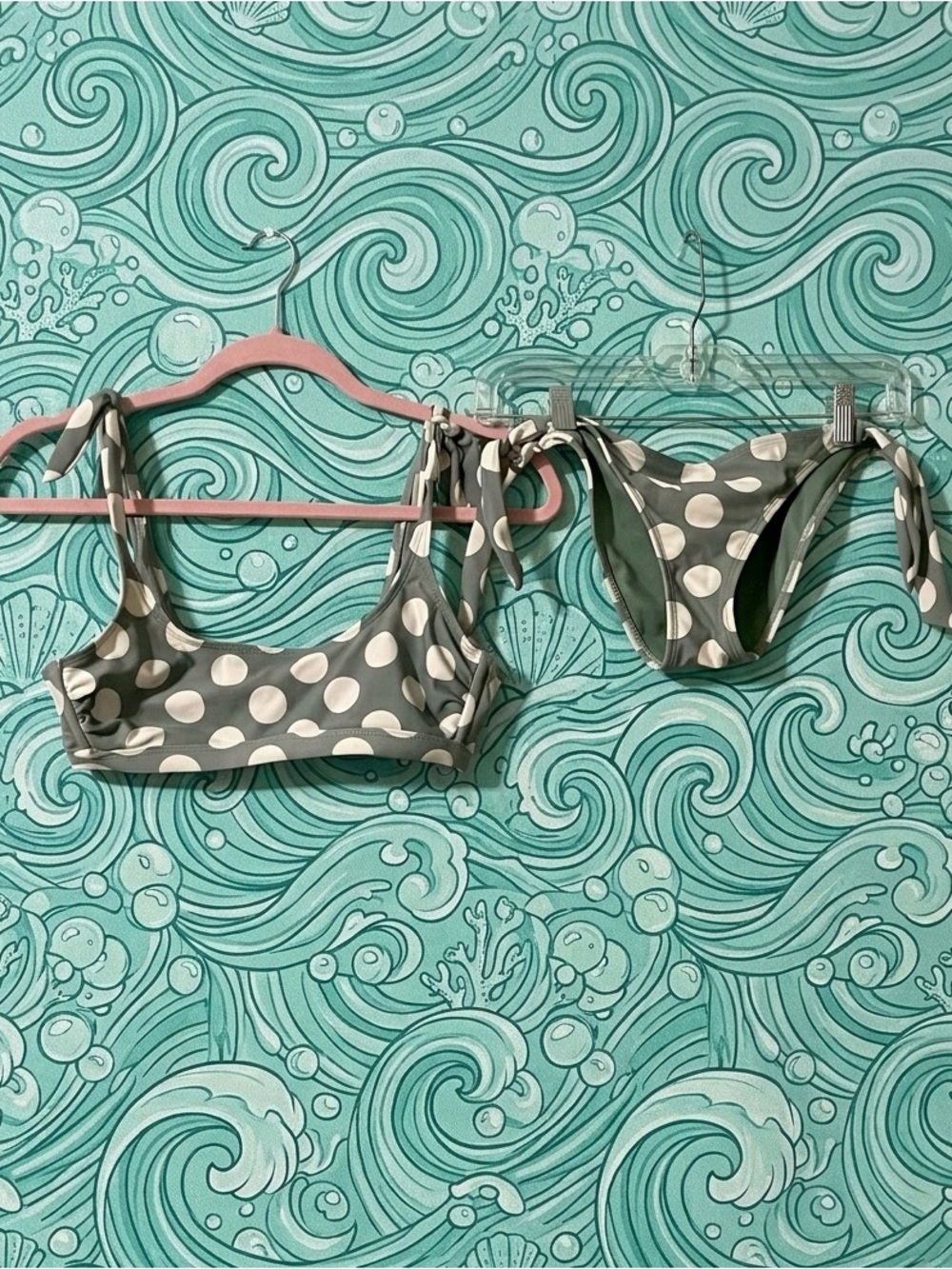 Xhilaration Sage Green Polka Dot Bikini Set